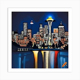 Seattle At Night Art Print