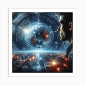 Futuristic Man In Space 1 Art Print