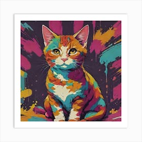 Colorful Cat Art Print