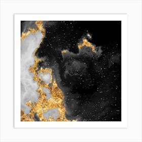 100 Nebulas in Space with Stars Abstract in Black and Gold n.086 Art Print