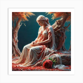 Woman In The Woods 40 Art Print