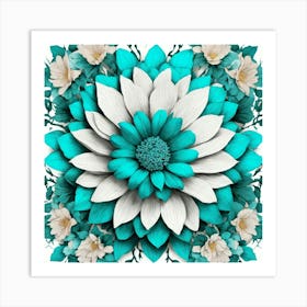 Blue And White Flowers Art Print