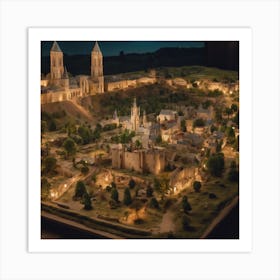 Miniature Village At Night Art Print