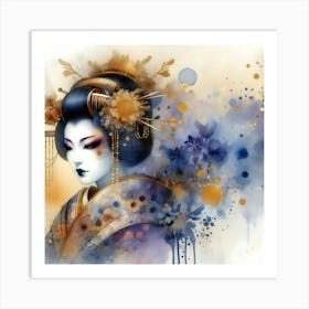 Japan Traditional Geisha Illustration By Ad 80 Art Print