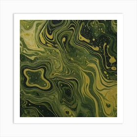 olive gold abstract wave art 15 Art Print