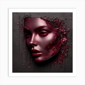Embossed Woman's Face - Abstract Art Art Print