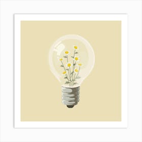 Light Bulb With Flowers 1 Art Print