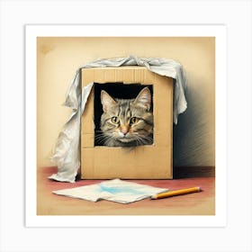 Cat In A Box 22 Art Print