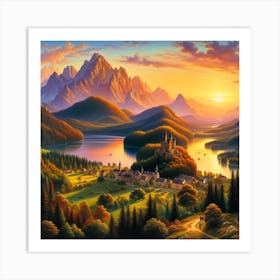 Sunset In The Mountains 2 Art Print