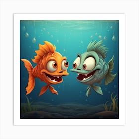 Two Fishes In The Sea Art Print