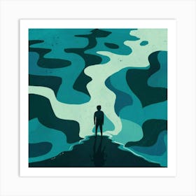 Man Standing On Top Of A Mountain Art Print