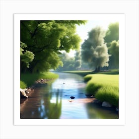 Landscape With A River Art Print