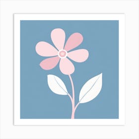 A White And Pink Flower In Minimalist Style Square Composition 547 Art Print