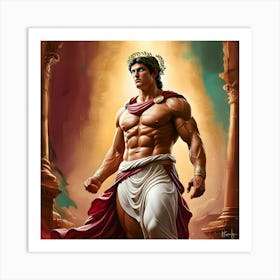 A Digital Painting Inspired By A Famous Mythological Story, Such As Greek Or Norse Mythology 1 Art Print