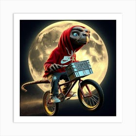 E.T Riding Against The Moon Art Print