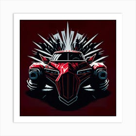 Car Red Artwork Of Graphic Design Flat (30) Art Print