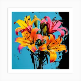 Andy Warhol Style Pop Art Flowers Lily 3 Square Art Print