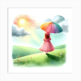 Little Girl With Umbrella 1 Art Print