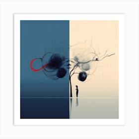 Blue Offwhite Square 1 Art Print