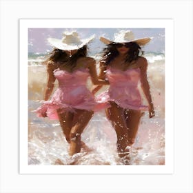 Two Girls On The Beach 1 Art Print