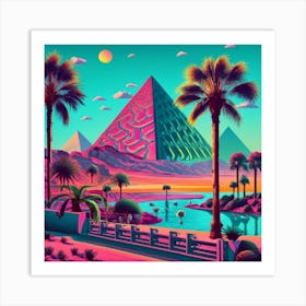 Pyramids And Palm Trees Art Print