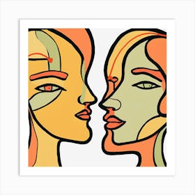 Two Women Facing Each Other Art Print