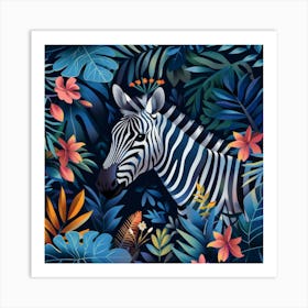 Zebra In The Jungle 3 Art Print