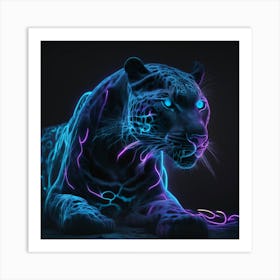 Neon Jaguar Art Print