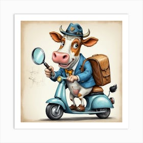 Cow With A Magnifying Glass Art Print