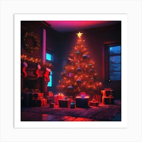 Christmas Tree In The Living Room 61 Art Print