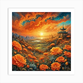 Chinese Sunset Art Print