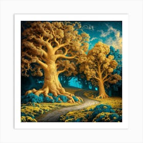 Two Trees At Night by Klimt Art Print