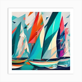 Abstract Sailboats Art Print