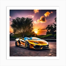 Sunset Lamborghini 7 Art Print