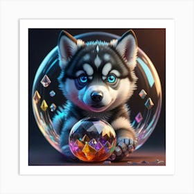 Husky Puppy With Crystal Ball Art Print