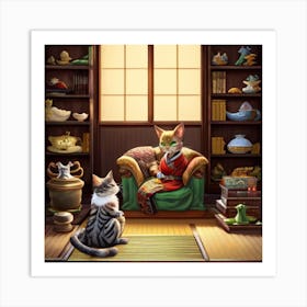 Asian Cats Art Print