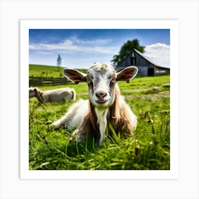 Pasture Rural Farm Goat Nature Farming Natural Countryside Animal Herd Agriculture Meadow (1) Art Print