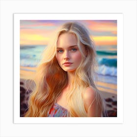 Portrait Of A Beautiful Girl Art Print