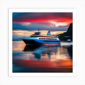 Sunset On A Ferry 7 Art Print