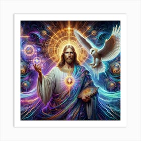 Jesus And Eagle Art Print