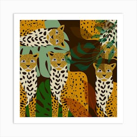 Jaguar Plants Botanical Boho Art Print