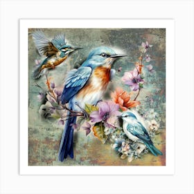 Bird Narure Illustration Art 01 Art Print