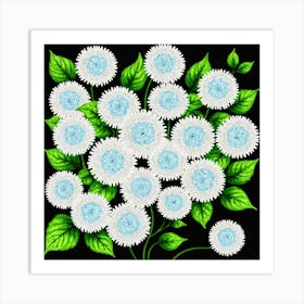 Blue And White Flowers 1 Art Print