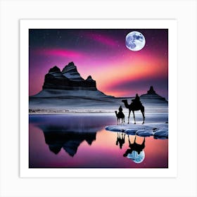 Moonlight Over The Desert Art Print