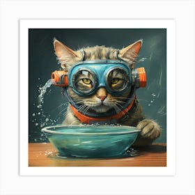 Underwater Cat Art Print