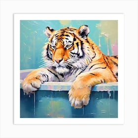 Tiger In The Tub Art Print