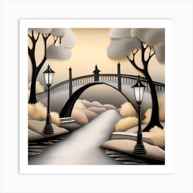 Bridge In The Park Landscape 5 Art Print