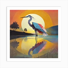 Heron At Sunset 1 Art Print