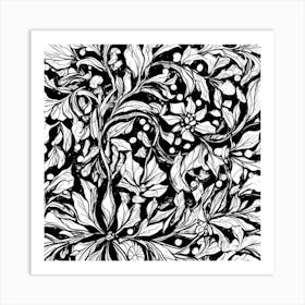 Black And White Floral Pattern Art Print