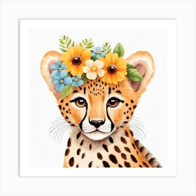 Floral Baby Leopard Nursery Illustration (9) Art Print